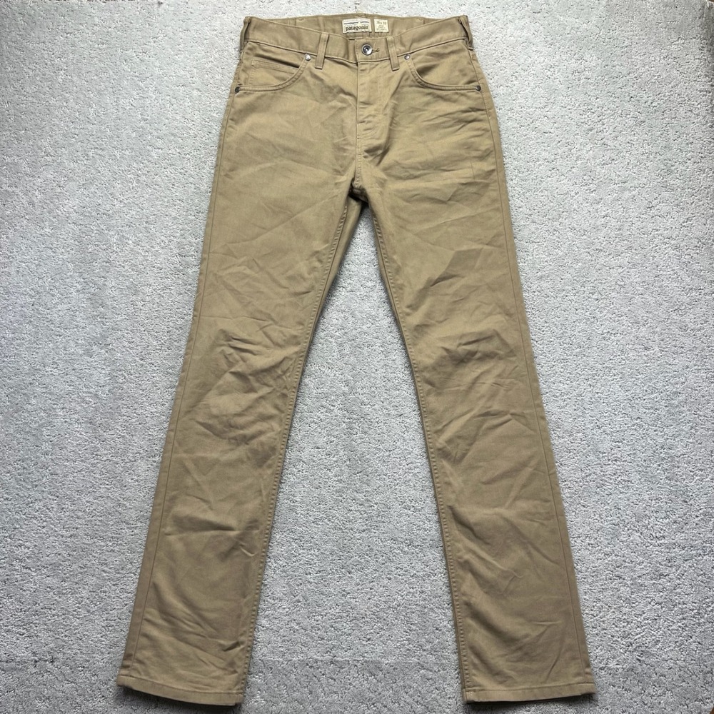 Patagonia Twill Jeans Mens 30x32 Khaki Tan Straight Fit Organic Cotton Iron Clad